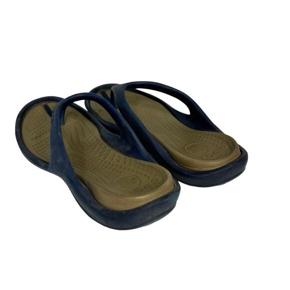 Crocs Athens Flip Flop Sandal Shoe Navy Blue Unisex W9 M11 - Picture 2 of 4